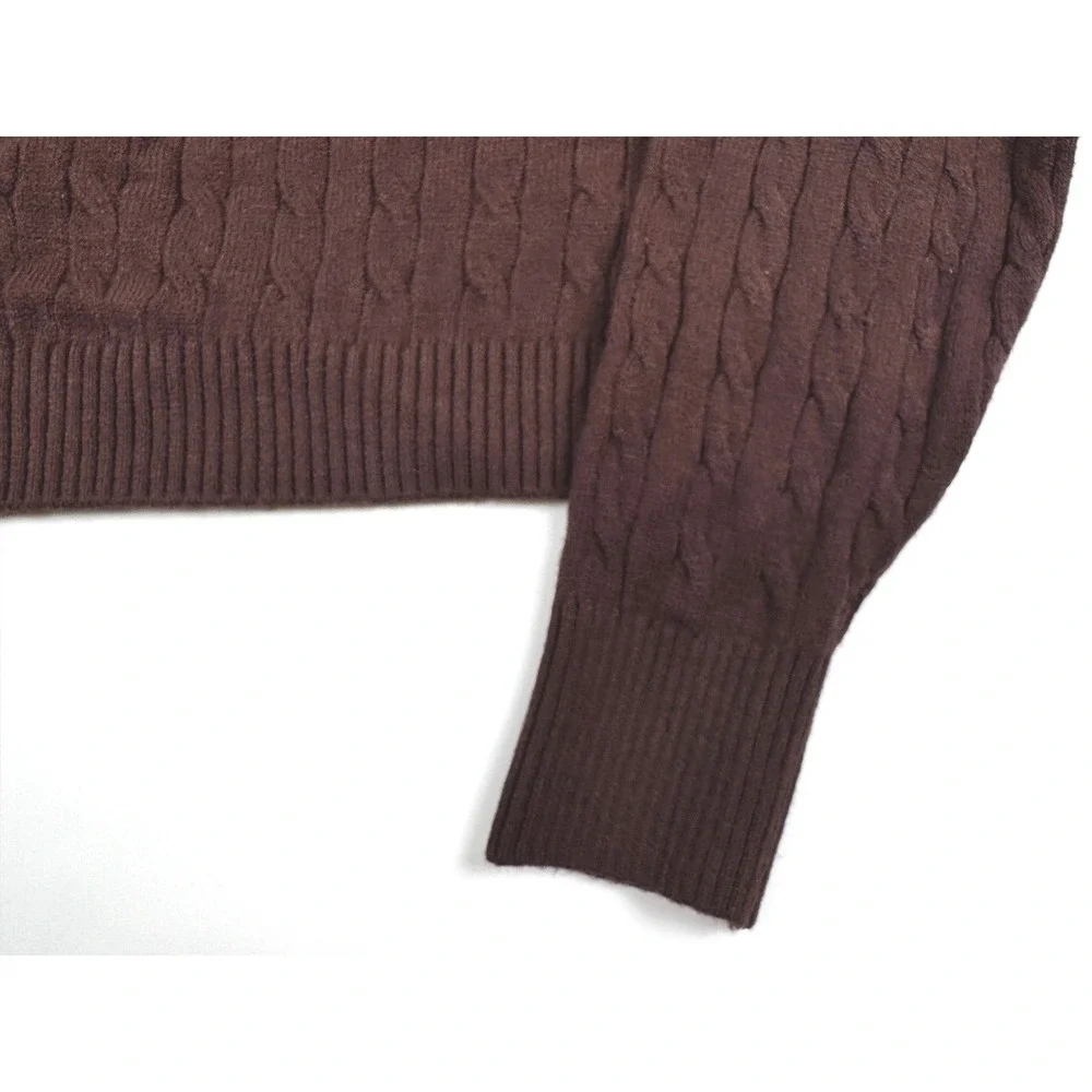 Pink Rose Annie Button Johnny Collar Sweater Espresso Brown‎ Medium NWT